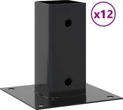 Immagine prodotto di Basi per Pali Quadrati 12 pz 61x61mm Acciaio Verniciato Polvere