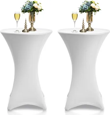 Produktbild von TolleTour 4x Stehtischhusse Stretch Stehtisch Hussen Ø 80 cm Tisch Husse Bistrotisch Weiß