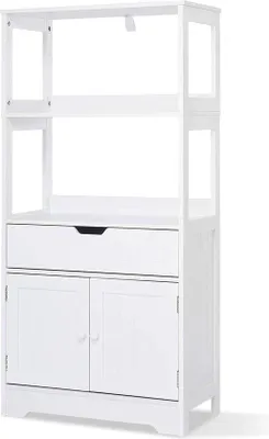 Obrázok produktu pre Skrinka do kúpeľne - Regál so zásuvkami - Kuchyňa obývacia izba - 60 x 30 x 121 cm - Biela