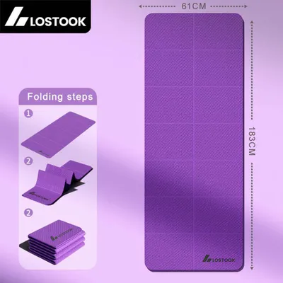 Produktbild von Yogamatte TPE faltbar 4mm rutschfest Reise-Fitnessmatte – Lila Lila