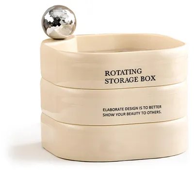 Image de Boîte de rangement rotative pour bijoux, avec 3 niveaux, organisateur gain de place pour boucles d'oreilles, bagues et colliers
