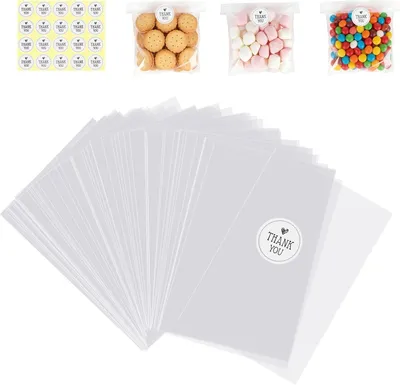 Immagine prodotto di Sacchetti di cellofane piccoli - 15x10 cm - 12x17 cm. Sacchetti di cellofane trasparenti - Sacchetti per caramelle per feste di matrimonio, compleanni, Natale e biscotti