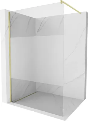 Image de Mexen Kioto Paroi de douche à l'italienne 110 x 200 cm, transparent/opaque 8 mm, or brossé - 800-110-101-55-35