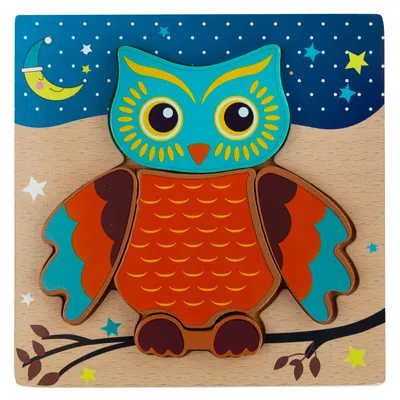 Obrázok produktu pre Drevená sova puzzle učenie zviera