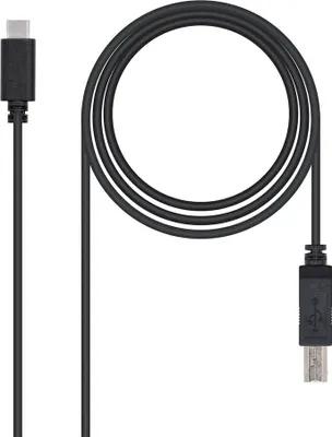 Produktbild von Nanocable USB 2.0, 1m, 1 m, USB C, USB B, USB 2.0, 0,48 Gbit/s, Schwarz
