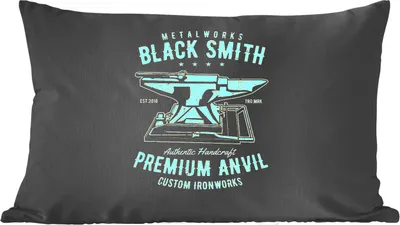 Produktbild von MuchoWow® Zierkissen Sofakissen Wohnzimmer Dekokissen 50x30 cm Mancave - Amboss - Vintage - Schwarz - Wohnzimmerdekoration - Polster mit Photo