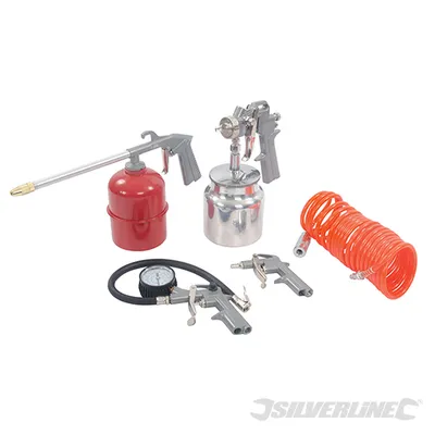 Produktbild von Silverline Druckluftkompressor-Zubehörsatz - 3,5 bis 4,8 bar - 85 bis 170 l/Minute - 5er Set