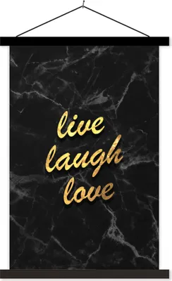 Produktbild von MuchoWow® Textilposter Zitat - Leben - Liebe - Gold - Marmor 120x180 cm mit schwarzem Rahmen - Fotos