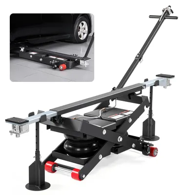 Produktbild von SucceBuy Tragbare Lufthebebühne mit 3 t Tragkraft, max. Hubhöhe von 55 cm, verstellbar mit Airbag, Stützfüßen, Radkeilen und Gummipads, geeignet für Limousinen, SUVs und Pickups