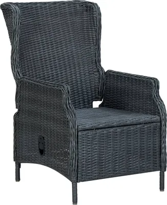 Produktbild von Verstellbarer Gartensessel mit Auflagen Poly Rattan Dunkelgrau