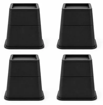 Productafbeelding van JustValue Extra Brede Stapelbare Meubelverhogers tot 20,3 cm - Set voor 4 Poten - Zwart
