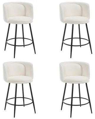 Produktbild von Barhocker 4er Set Chenille Weiß mit zweischaliger Rückenlehne