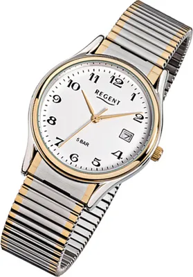 Produktbild von Regent Herren Armbanduhr F-472 Edelstahl Zugband bicolor