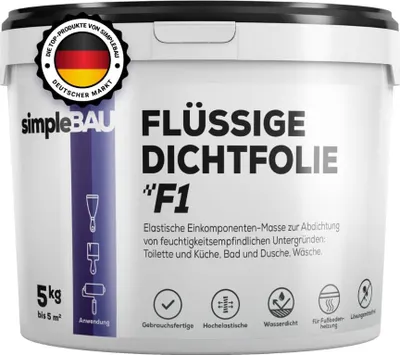 Produktbild von SimpleBau Dichtmasse Wasserdicht F1 , Abdichtmasse für Dusche & Bad , Flüssigfolie für Fliesen & Fußbodenheizung  5 kg