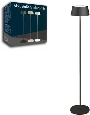 Produktbild von Northpoint Akku LED-Stehleuchte Metall Stehlampe In- und Outdoor warmweiß dimmbar kabellos schwarz