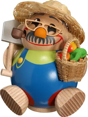 Produktbild von Gärtner - Kugelräucherfigur (11cm) Räuchermann von Seiffener Volkskunst