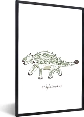 Produktbild von MuchoWow® Gerahmtes Poster Kinderzimmer - Dinosaurier - Ankylosaurus - Jungen - Mädchen - Kind 60x90 cm - Poster mit Schwarzem Bilderrahmen Wandposter Rahmen Foto Bilder - Kunst