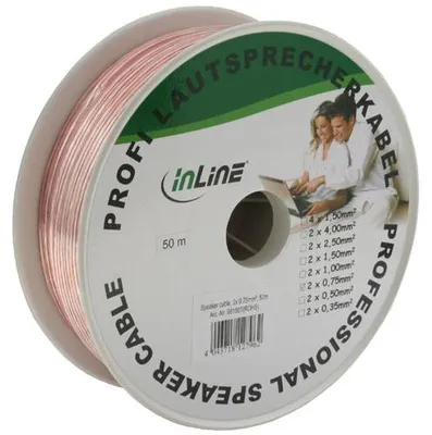 Produktbild von InLine Lautsprecherkabel, 2x 0,75mm², CCA, transparent, 50m, Kupfer, 50 m, Transparent