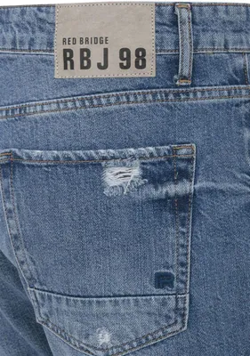 Produktbild von Red Bridge Herren Jeans Shorts Kurze Hose Denim Capri Distressed Basic Blau W32