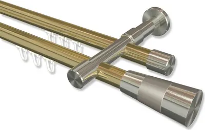 Produktbild von Interdeco Innenlaufstange, Gardinenstange mit Innenlauf Messing-Optik / Edelstahl-Optik Modell Prestige Tanara, 20 mm Ø 2-läufig, 360 cm (geteilt)