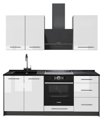 Obrázok produktu pre Samostatná kuchyňa Vicco Fame-Line Biely vysoký lesk/antracitová 190 cm bez pracovnej dosky, Model 64866