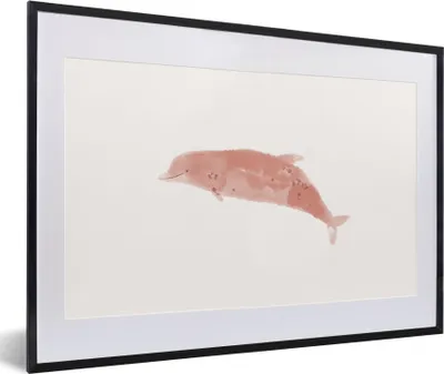 Produktbild von MuchoWow® MuchoWow® Gerahmtes Poster Delfin - Tiere - Meer - Aquarell 60x40 cm - Poster mit zchwarzem Bilderrahmen - Schlafzimmer - Plakat in Rahmen - Drucken