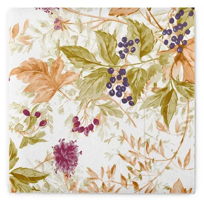 Produktbild von MANK Serviette Erika aus Linclass® Airlaid, 40 x 40 cm, 1/4 Falz, 50 Stück - Herbstblätter Beeren