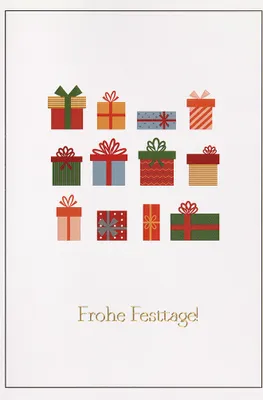 Produktbild von Weihnachten unverpackte Weihnachtskarten mit Briefumschlag Frohe Festtage verschiedene Geschenke