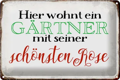 Produktbild von Blechschild Spruch 30x20cm hier Gärtner mit schönster Rose