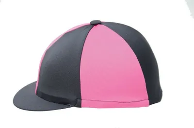 Produktbild von Hy  Elasthan-Reithelmüberzug, seidig glänzend, zweifarbig BZ506 (Einheitsgröße) (Schwarz/Pink)