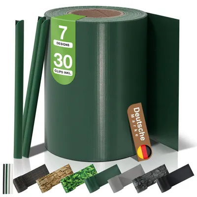 Produktbild von BOOGARDI PVC Sichtschutzstreifen · Sichtschutz Zaun 19cm x 35m Grün 1 Rolle 450g/m² inkl. 30 Clips Zaunblende für Doppelstabmattenzaun blickdicht