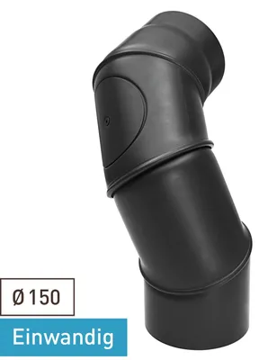 Produktbild von Raik Basic Rauchrohrbogen 150mm mit Tür 4-tlg schwarz für Rauchrohr / Ofenrohr