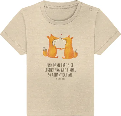 Produktbild von Mr. & Mrs. Panda Babyshirt Füchse Liebe 6. - 12. Monat - Natural Raw - Geschenk, Kinder Shirt, Kleinkind, Fuchs, Fox, Oberteil, Freund, T-Shirt, Baby Kurzarmshirt