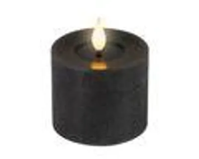 Produktbild von LED Kerze 7,5x9,5cm Timer - Wachs Flacker-Effekt Schwarz / Warmweiß