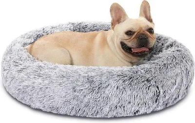Produktbild von Grau Wolle Donut-Knuffelbett 80 cm für Katzen und Hunde