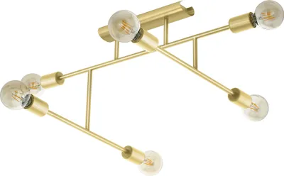 Produktbild von EGLO Deckenlampe Belsiana 1, 6 flammige Deckenleuchte, Wohnzimmerlampe aus Metall in Messing-Gebürstet, Schlafzimmerlampe mit E27 Fassung
