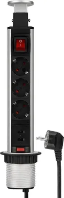 Productafbeelding van Stekkerzuil 3-voudig met USB 1,5 m