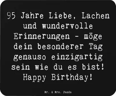 Produktbild von Mr. & Mrs. Panda Mousepad Spruch 95. Geburtstag - Schwarz - Geschenk, mousematte, Mauspad, besondere Geschenke, Mouse Pad, freudige Momente, persönliche, Alter, gummi, pc