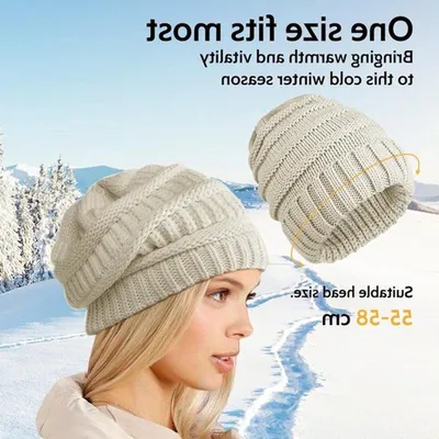 Weiche und warme gestrickte Wintermütze mit thermischer Fütterung, ideal zum Skifahren und an kalten Tagen