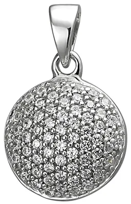 Produktbild von Pavé Anhänger rund Ø10,7mm 925 Silber mit 66 Zirkonia Silberanhänger Halsschmuck