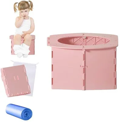 Produktbild von Tagesartikel - Faltbare Kindertoilette, Faltbarer Reisetopf, tragbare Klapptoilette für Kinder, kleine Toilette für Babys, Reisen, Babytoilette (rosa)