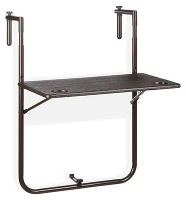 Produktbild von Relaxdays Balkonhängetisch klappbar, 3-fach höhenverstellbar, Tischplatte in Holz-Optik BxT: 59,5 x 36 cm, braun