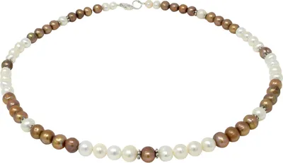 Produktbild von Kette Collier Halskette aus Perlen Süßwasser-Zuchtperlen weiß-braun 50cm
