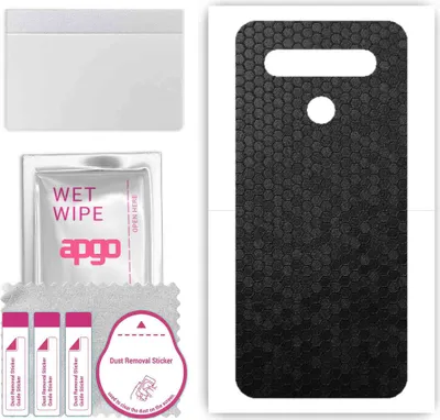 Produktbild von apgo Rückseite Schutzfolie, Skin, kompatibel mit LG K41S, Hinten Displayschutzfolie aus Vinylfolie, kratzfest, einfache Montage - Schwarze Honigwabe