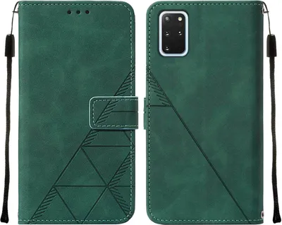 Produktbild von Galaxy S20 Plus Hülle, Schlank Prägung Flip Leder Kartenfächer Schutzhülle mit Ständer für Samsung Galaxy S20 Plus Grün