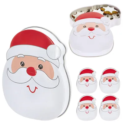 Produktbild von Geschenkdosen Weihnachtsmann 6er Set Metall 9,5x12x2cm bunt Nikolausgesicht Kekse Plätzchen Dose Verpackung Geschenkbox