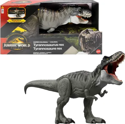 Produktbild von Jurassic World : Die Wiedergeburt Riesendino Tyrannosaurus rex Actionfigur, T-rex-Dinosaurierspielzeug, filmgetreu, 4 Jahr(e), Mehrfarbig, Kunststoff