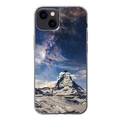Produktbild von MuchoWow® Handyhülle Schutzhülle Hülle für iPhone 13 Berge - Sterne - Universum - Jungen - Mädchen - Kinder Silikon Softcase Handy Hülle - Karteninhaber