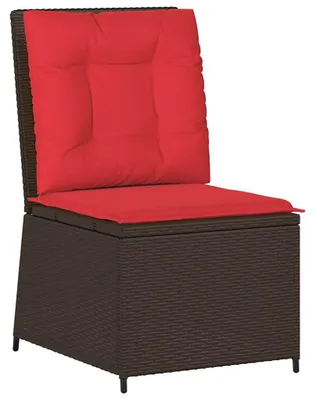 Immagine prodotto di Divano da giardino vidaXL con cuscini, marrone e rosso, in polyrattan