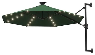 Obrázek produktu pro vidaXL Slunečník pro montáž na stěnu s LED diodami 300 cm Zelený